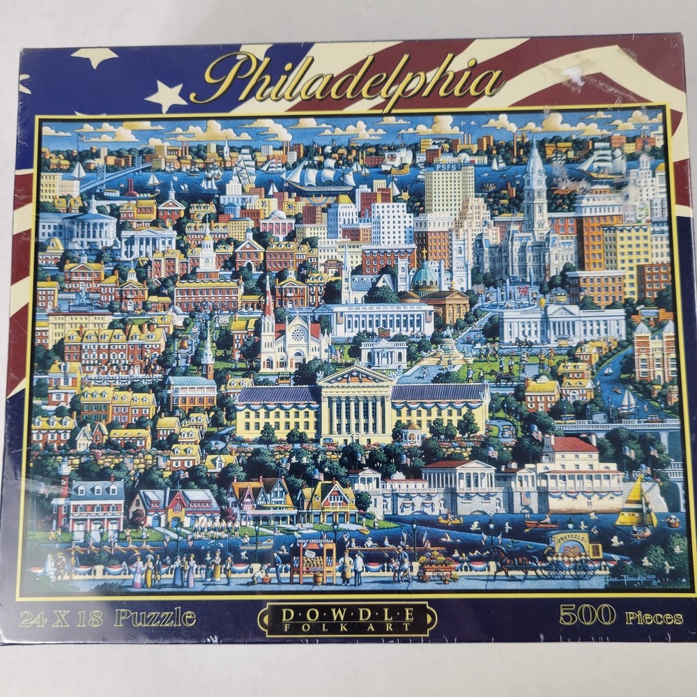 Dowdle Folk Art Philadelphia 500 Piece 24 x 18 Jigsaw Puzzle New Sealed - Picture 8 of 10